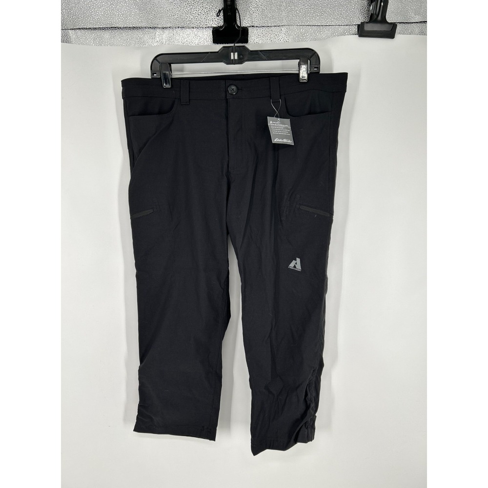 Eddie Bauer Guide Capri Pants Womens 14T 14 Tall First Ascent Black Cargo‎ 38x23